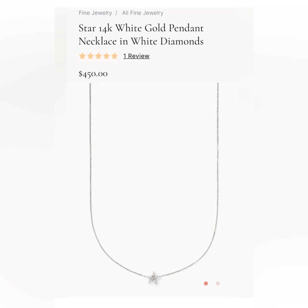 Kendra Scott Fine Jewelry Star 14k White Gold Pendant Necklace White Diamonds - Picture 2 of 3